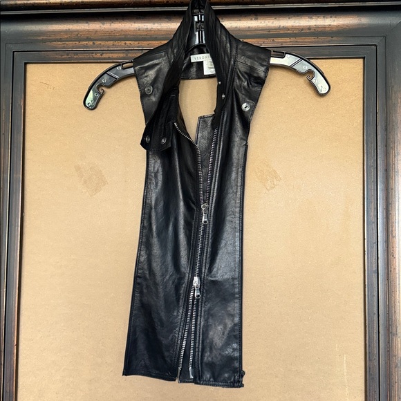 Veronica Beard Black Leather Moto Dickey - Picture 3 of 6